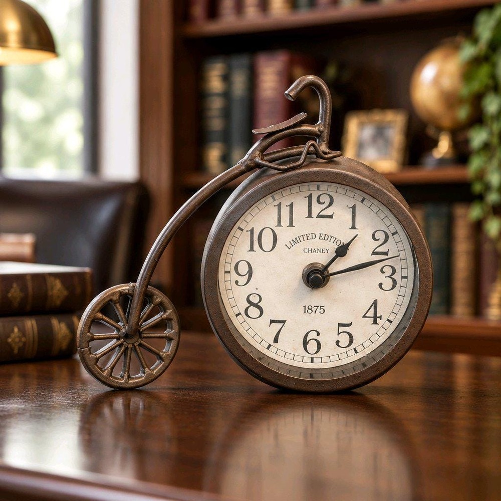 Metal Decorative Table Clock Chaney Limited Edition Penny-farthing Bicycle Clock